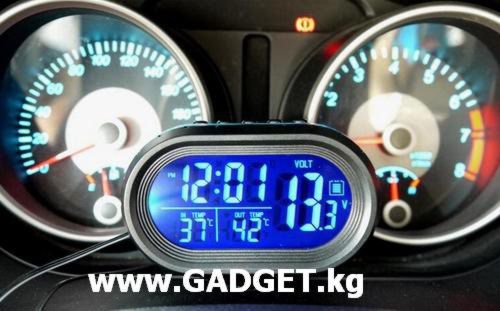 Часы в авто с двумя датчиками температуры + вольтметр