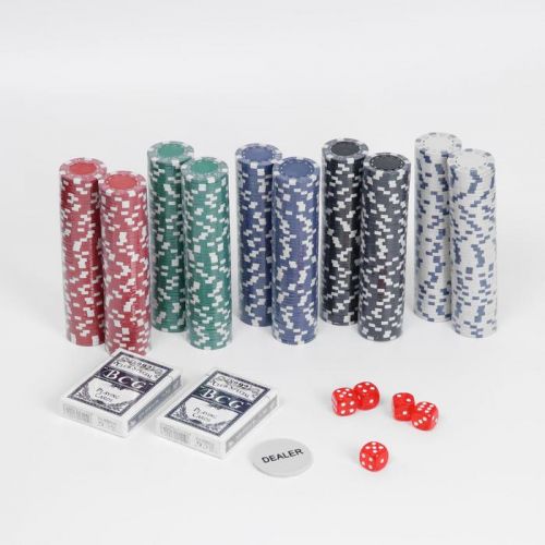 Покер в металлическом кейсе (карты 2 колоды, фишки 500 шт, без номинала)