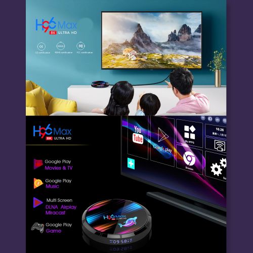 Приставка для телевизора KinHank H96 MAX Android Game TV Box (4+32GB) + 64GB MicroSD