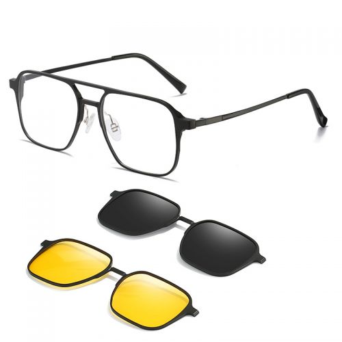 Солнцезащитные очки на магнитах со сменными накладками Black Style