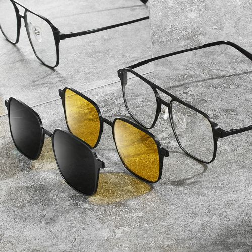 Солнцезащитные очки на магнитах со сменными накладками Black Style