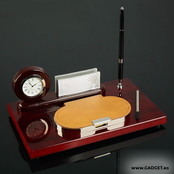 Набор настольный «Константа»: часы, визитница, ручка, блок для бумаги