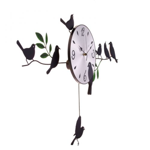 Часы настенные, серия: Природа, "Птички на веточке", с маятником