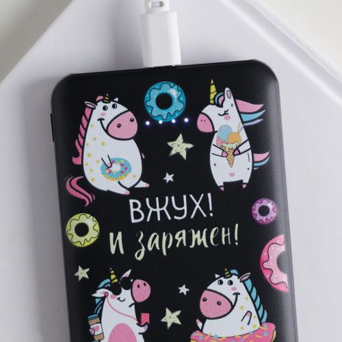 Портативный аккумулятор, «Единорог Вжух и заряжен» 5000 mAh, 2 USB-разъёма