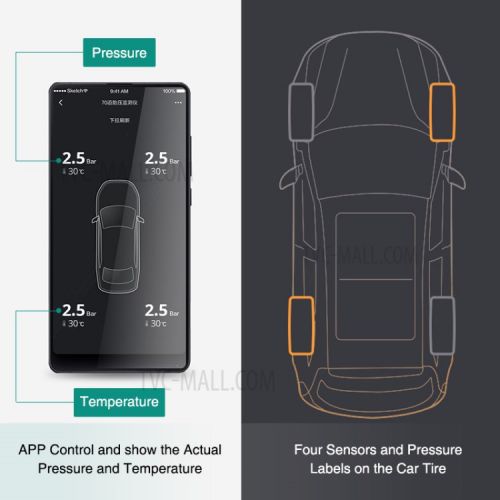 Автомобильный датчик давления в шинах Xiaomi 70Mai Black Midrive T01