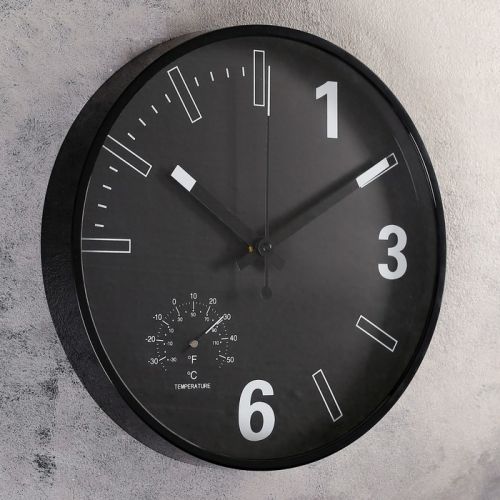 Часы настенные с термометром, серия: Классика, "Гриик", d=30 см