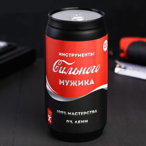 Набор инструментов в банке "Инструменты сильного мужика", 13 предметов