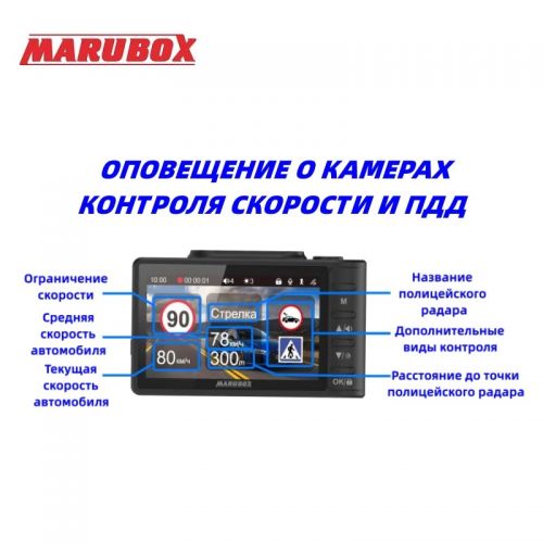 Автомобильный Видео Регистратор WiFi Комбо 2в1+GPS информатор Marubox M345GPS
