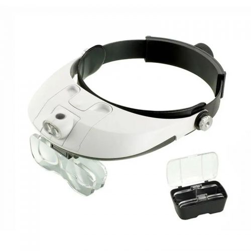 Бинокулярные очки-лупа 1-3.5X с LED подсветкой MG81001-G (5 линз)