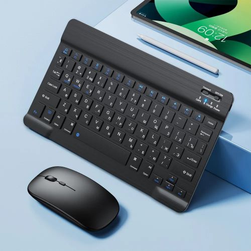 Беспроводная Bluetooth клавиатура с мышью для смартфонов и планшетов, Android,iOS с подсветкой 