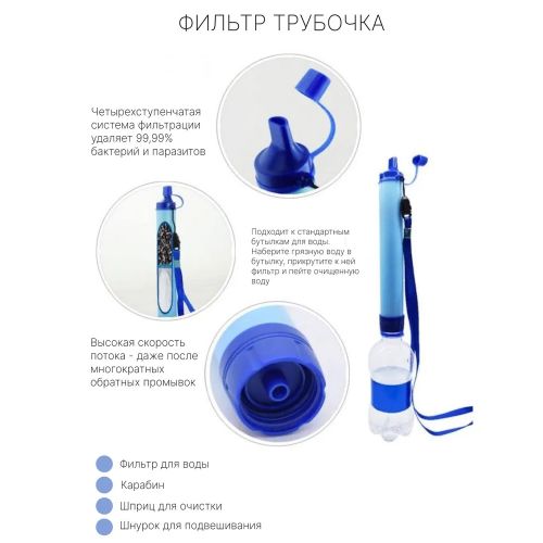 Туристический фильтр для очищения воды Outdoor Survival Water Filter Straw