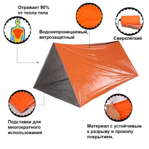 Термоодеяло универсальное "Аdventure" (трансформируемое в палатку или спальный мешок)
