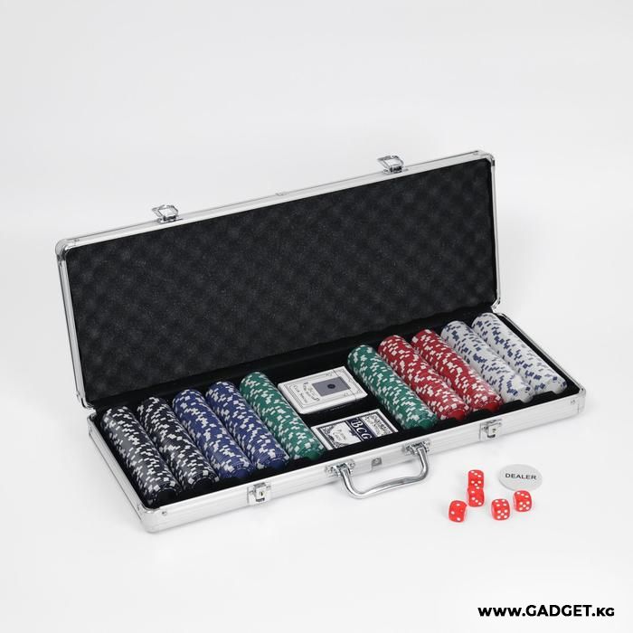 Покер в металлическом кейсе (карты 2 колоды, фишки 500 шт, без номинала)