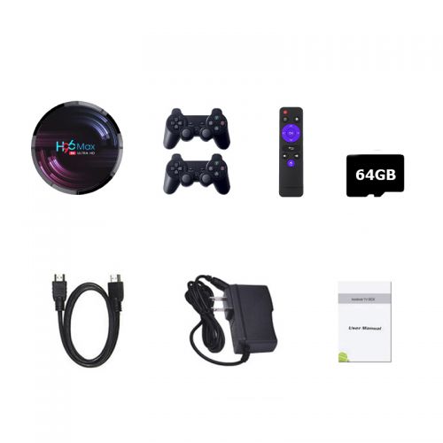 Приставка для телевизора KinHank H96 MAX Android Game TV Box (4+32GB) + 64GB MicroSD