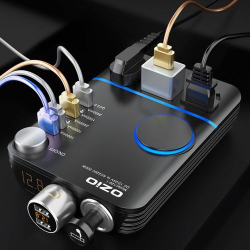 Инвертор автомобильный (преобразователь) с 24 В на 220В OZIO 200W 5USB+TypeC