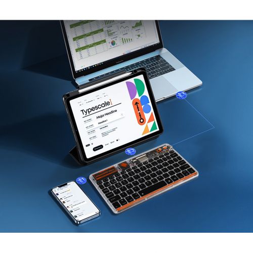 Беспроводная Bluetooth клавиатура c подсветкой для смартфонов и планшетов, Android,iOS в стиле CyberPunk