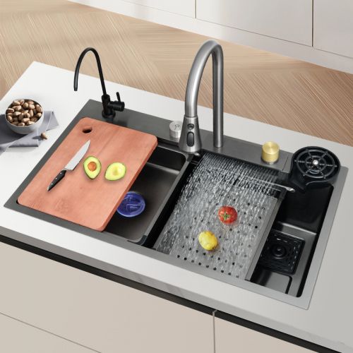 Кухонная мойка Modern Kitchen со смесителем и функцией водопада 75x45см