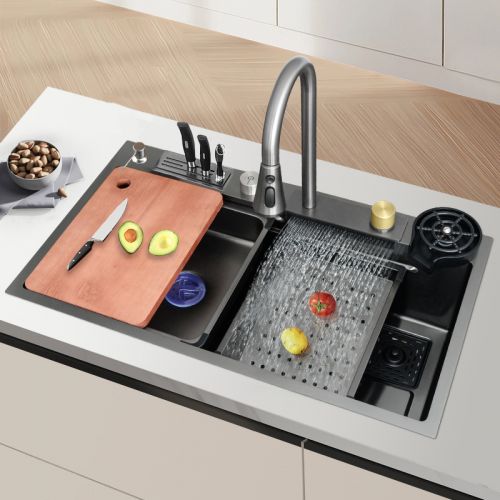 Кухонная мойка Light Kitchen со смесителем и функцией водопада 68x45см