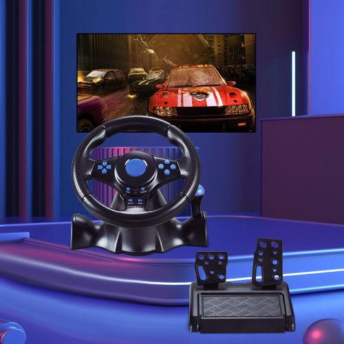 Игровой руль для с педалями и коробкой передач Vibration Steering wheel для компьютера PC/PS3/PS4/XBOX/ANDROID