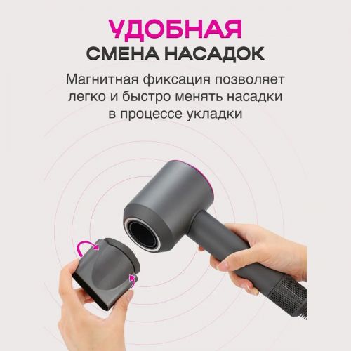 Фен для волос профессиональный Super Hair dryer + 5 насадок