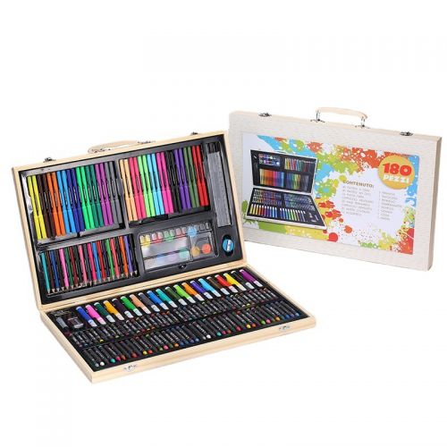 Детский набор для творчества и рисования в деревянном чемоданчике Art set 180 предметов