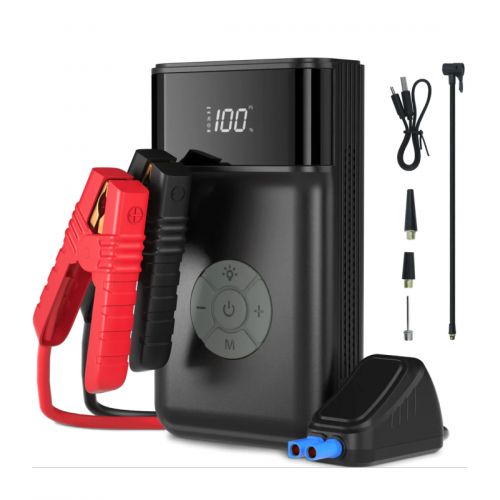 Jump Starter Пусковое зарядное устройство + Компрессор для накачки колес 3в1 QS003