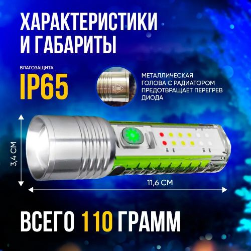 Фонарик Multifunctional Zoom Flashlight 520A
