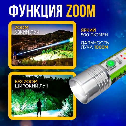 Фонарик Multifunctional Zoom Flashlight 520A