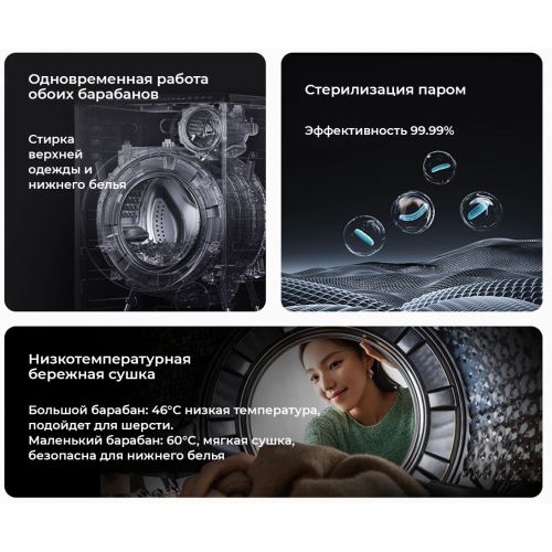 Умная стиральная машина c двумя барабанами и сушкой Xiaomi Mijia Dual-drum Dual Washer 10KG