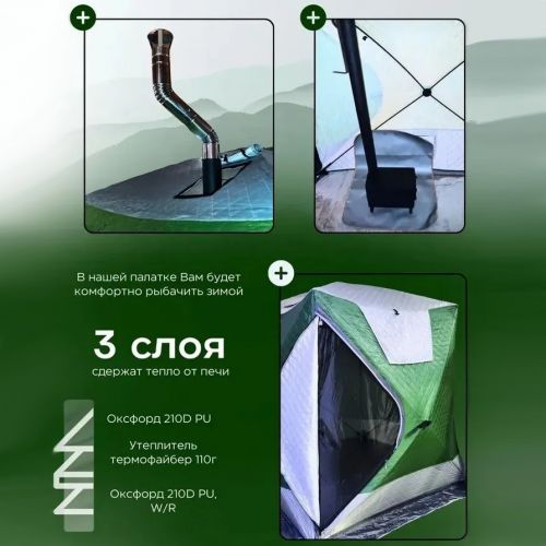 Палатка утепленная автоматическая Cube camping 240 X 240 X 200см