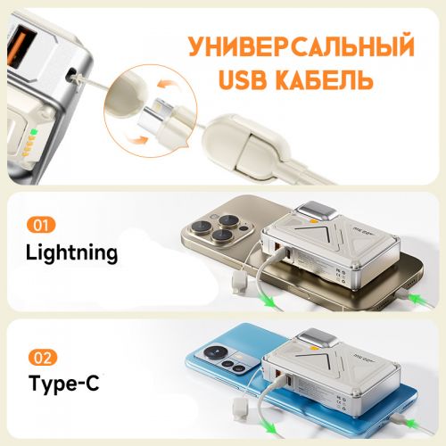 Внешний Аккумулятор Powerbank с беспроводной зарядкой Adaptive Quick Charging 10000 Mah 