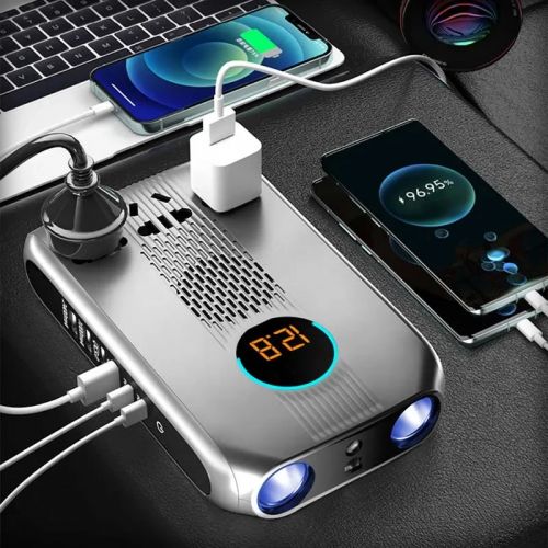 Инвертор автомобильный (преобразователь) с 12 В на 220В OZIO K20-S 300W 4USB + 2TypeC