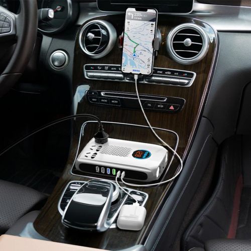 Инвертор автомобильный (преобразователь) с 12 В на 220В OZIO K20-S 300W 4USB + 2TypeC
