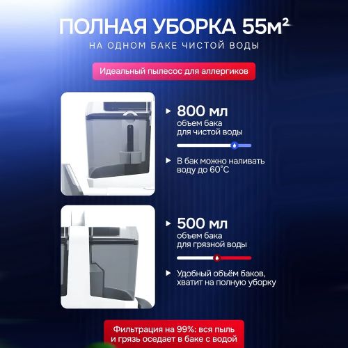 Моющий пылесос для мебели и ковров Deep Cleaner MC07