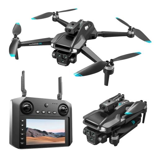 Двухкамерный складной квадрокоптер с пультом и дисплеем Portable Drone M33 Max